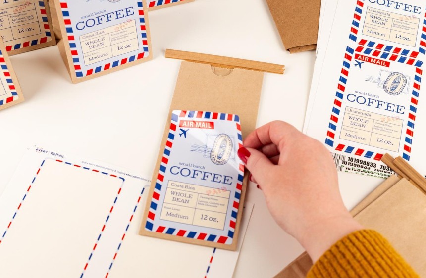 étiquettes sachet de café personnalisées 