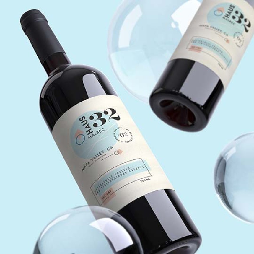 Etiquette pour bouteille de vin 