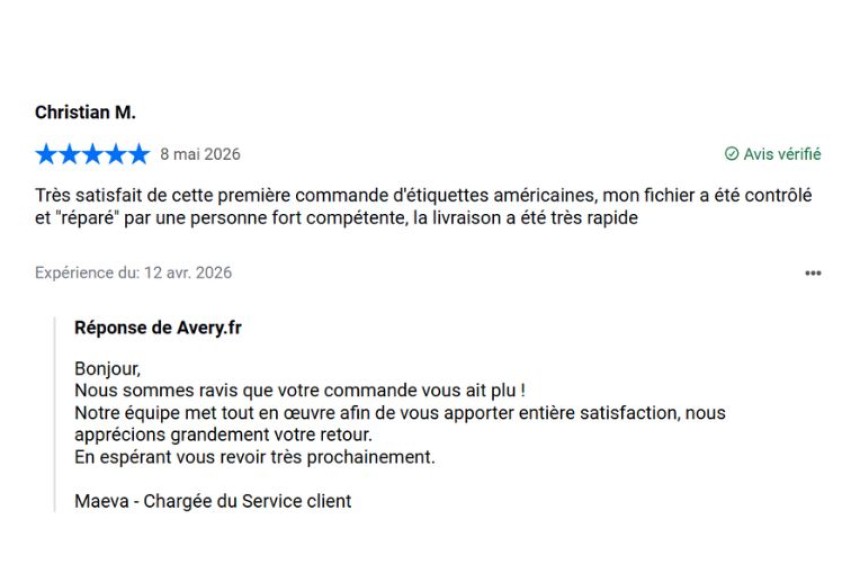 avery répond à ses clients