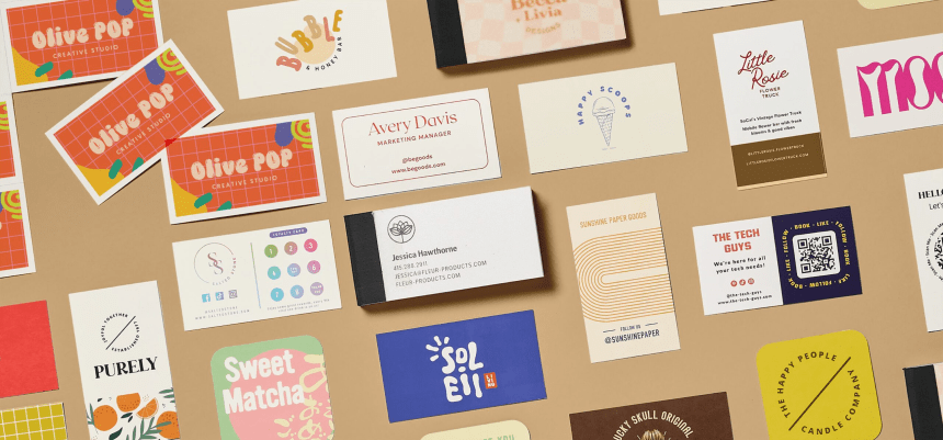 plusieurs design différents de cartes de visite