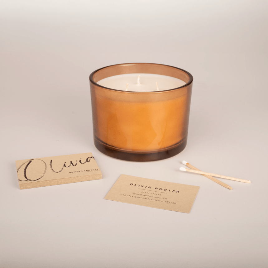 entreprise de bougie avec cartes de visite kraft