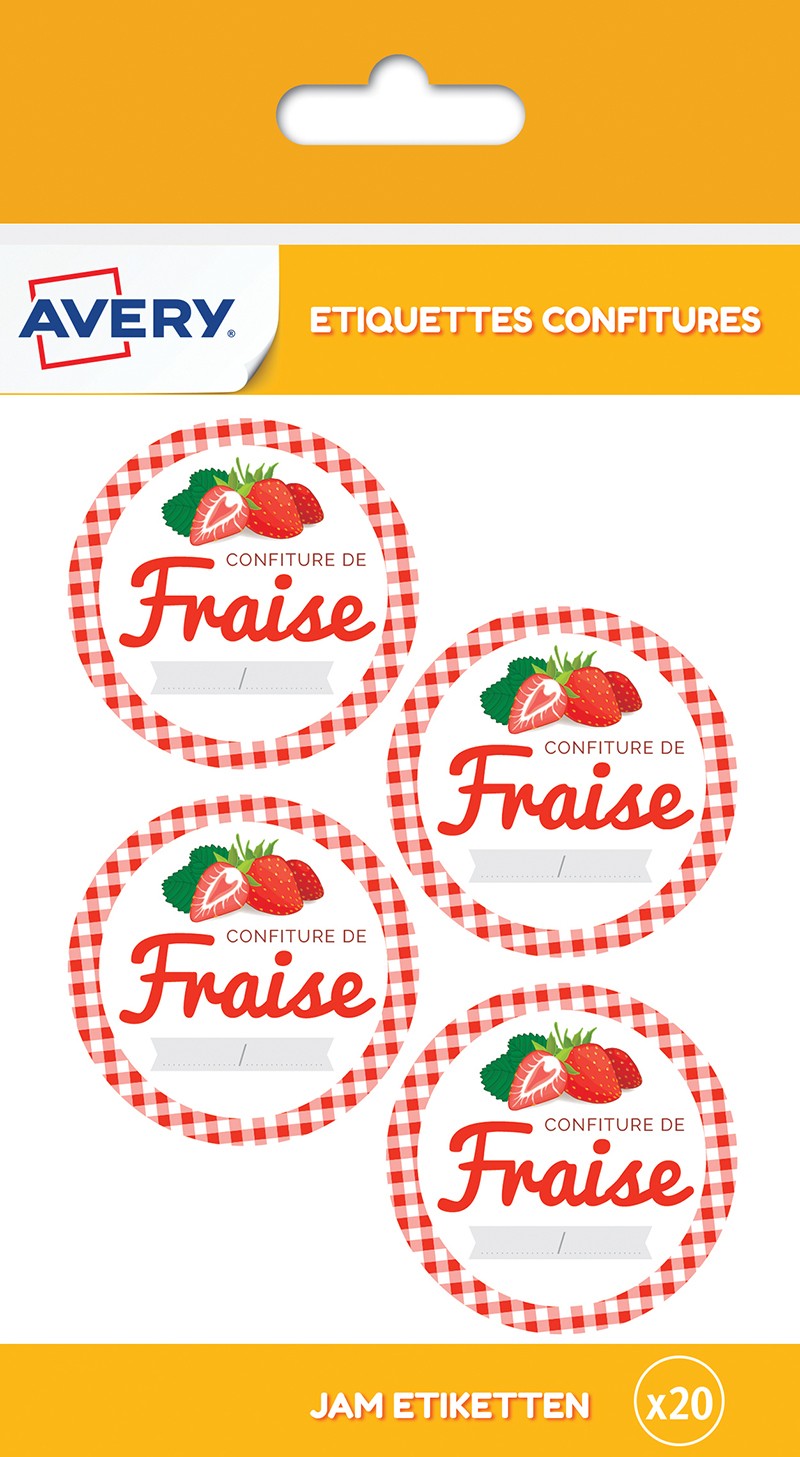 20 étiquettes confitures de fraise CONF20F Avery