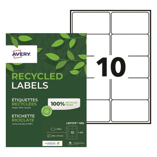 Etiquettes 100% recyclées LR7173-100 Contenu: 1.000 Etiquettes / 100 Feuille