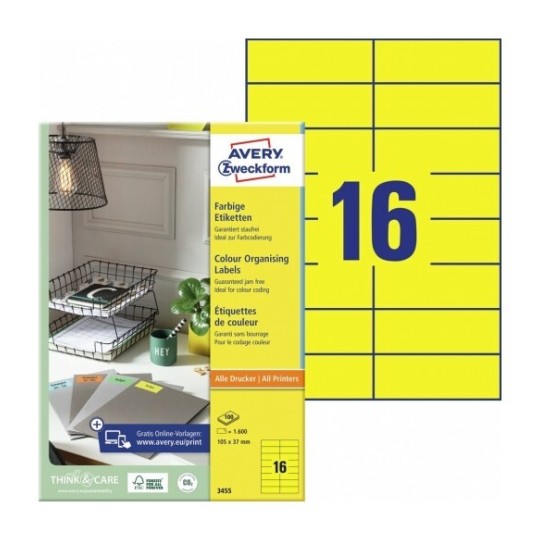 Etiquettes couleur 3455 Contenu: 1.600 Etiquettes / 100 Feuilles