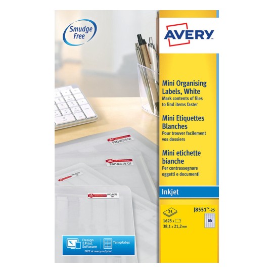 AVERY J8562-25 Pochette de 400 Étiquettes Transparentes