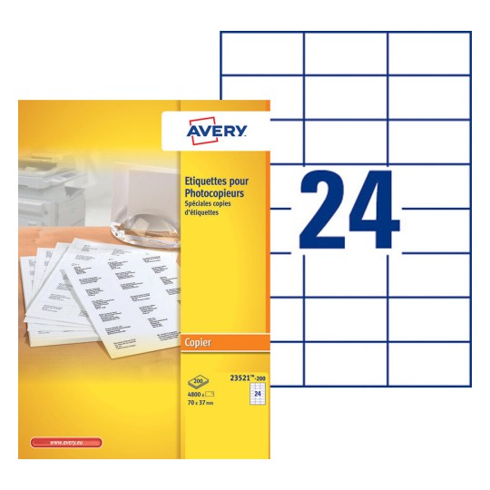 Etiquettes copieurs 23521-200 Contenu: 4.800 Etiquettes / 200 Feuilles