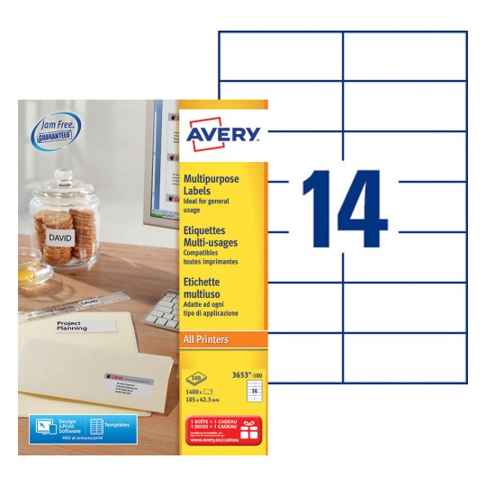 Etiquettes pour Imprimante MULTI 3 Blanc Droit 100 Volets 105 x 70 mm main image 0