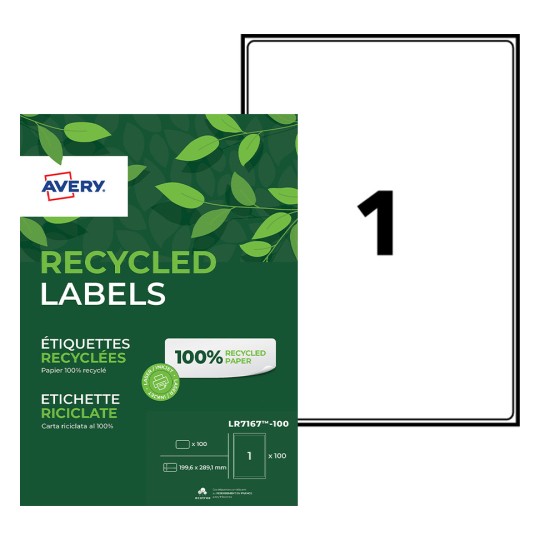 Etiquettes 100% recyclées LR7167-100 Contenu: 100 Etiquettes / 100 Feuilles