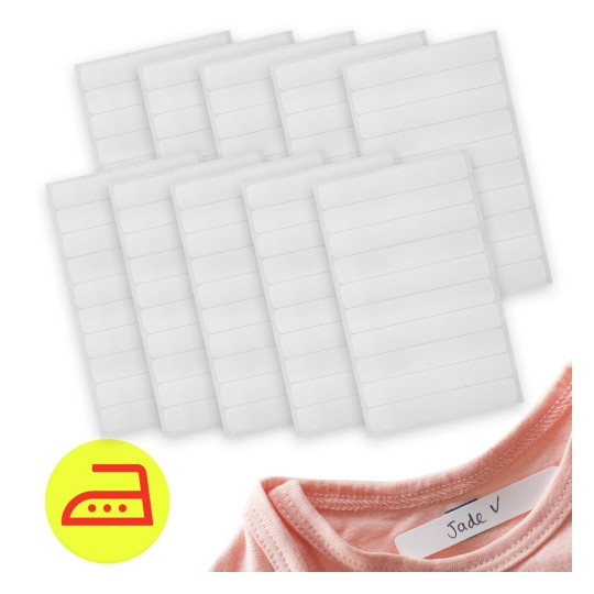 100 étiquettes vêtements thermocollantes blanches THERMO100