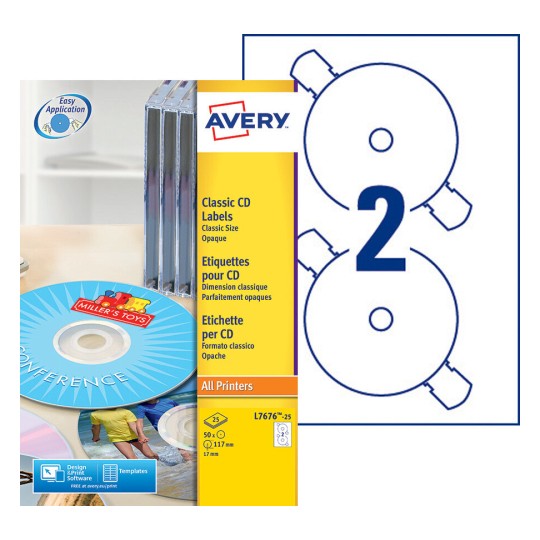 Etiquette CD L7676-25 Contenu: 50 Etiquettes / 25 Feuilles