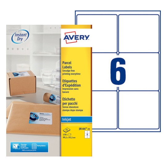 Etiquettes d'expédition J8166-25 Contenu: 150 Etiquettes / 25 Feuilles