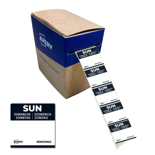 Rouleau de 1000 Etiquettes "DIMANCHE" - 25x25mm - Amovibles DLSSUNREV-1000