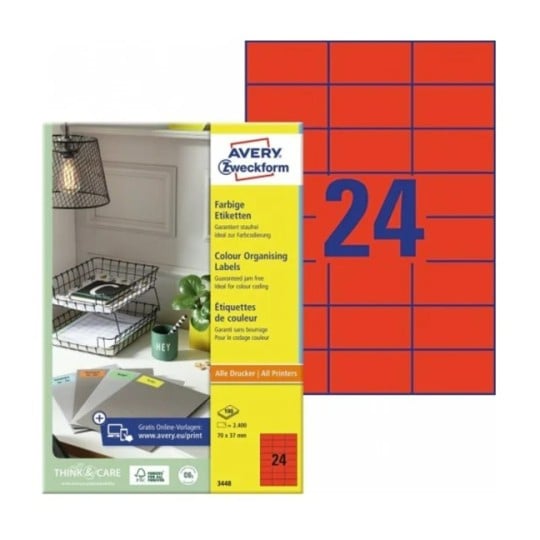 Etiquettes couleur 3448 Contenu: 2.400 Etiquettes / 100 Feuilles