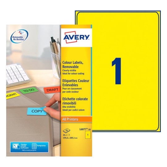 Etiquette enlevable couleur L6077-20 Contenu: 20 Etiquettes / 20 Feuilles