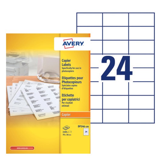 Etiquettes copieurs DP246-100 Contenu: 2.400 Etiquettes / 100 Feuilles