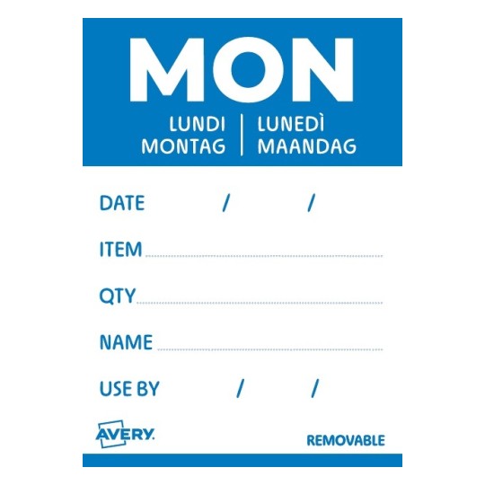 Rouleau de 500 Etiquettes "LUNDI" avec détails - 40x56mm - Amovibles DLDMONREV-500