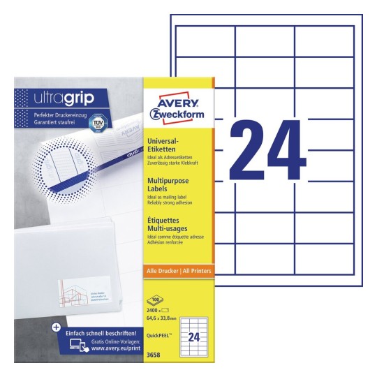 Etiquettes multi-usages 3658 Contenu: 2.400 Etiquettes / 100 Feuilles