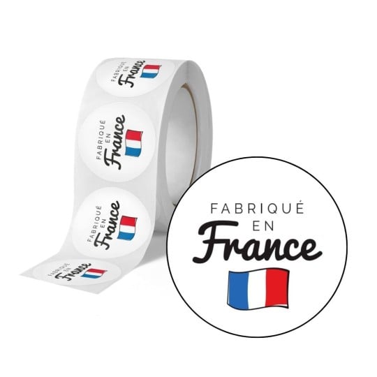 500 étiquettes Fabriqué en France en rouleau IRFRANCE500