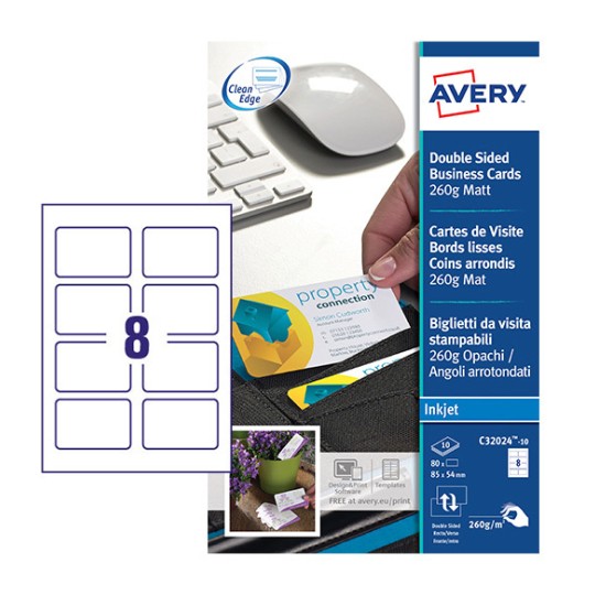 Cartes de visite C32024-10 Contenu: 80 Cartes / 10 Feuilles