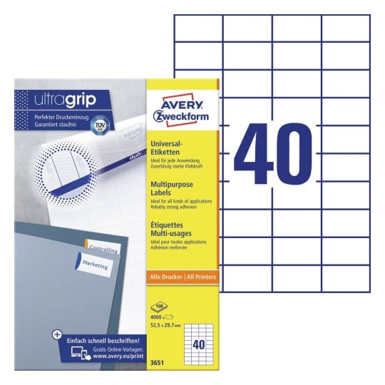 Etiquettes multi-usages 3651 Contenu: 4.000 Etiquettes / 100 Feuilles