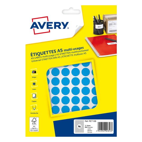 960 pastilles en étuis A5 PET15B