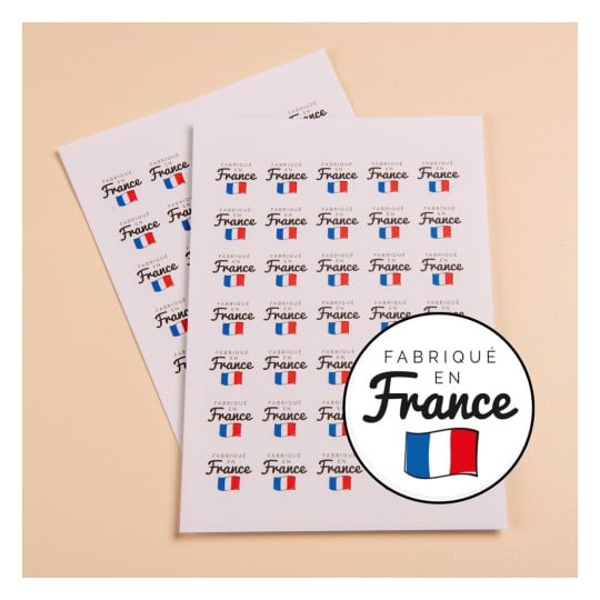 140 étiquettes Fabriqué en France rondes autocollantes en planche - papier recyclé ISFRANCE140