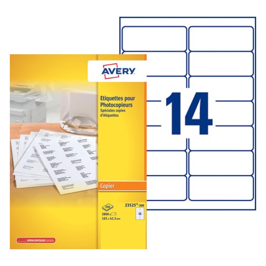 Etiquettes copieurs 23525-200 Contenu: 2.800 Etiquettes / 200 Feuilles
