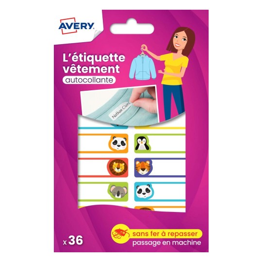 36 étiquettes vêtements autocollantes motifs animaux ETVET36A