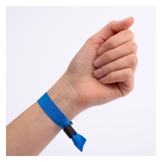 100 bracelets en tissu bleu avec bague de serrage en plastique inviolable FABBL-100