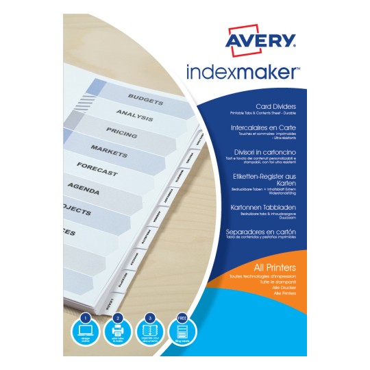 Onglet adhésif repositionnable imprimable couleurs assorties Avery - Lot de  96 sur