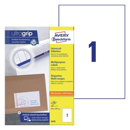 Etiquettes multi-usages 3478 Contenu: 100 Etiquettes / 100 Feuilles
