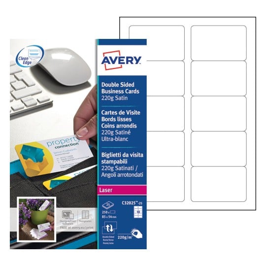 Cartes de visite C32025-25 Contenu: 250 Cartes / 25 Feuilles