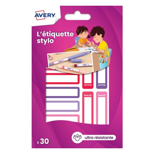 30 étiquettes stylos autocollantes rose / violet RESMI30F
