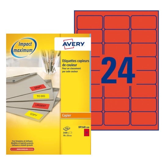 Etiquettes copieurs DP24R-100 Contenu: 2.400 Etiquettes / 100 Feuilles