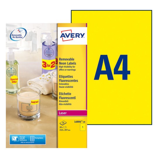 Etiquettes Fluorescentes L6006-20 Contenu: 20 Etiquettes / 20 Feuilles