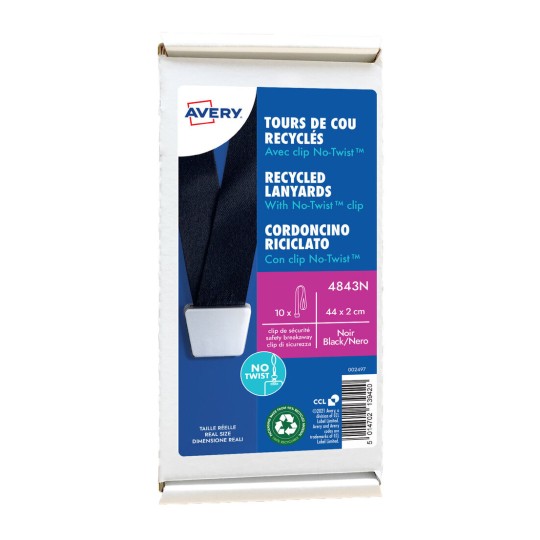 Tours de cou badges recyclés avec clip No-Twist 4843N