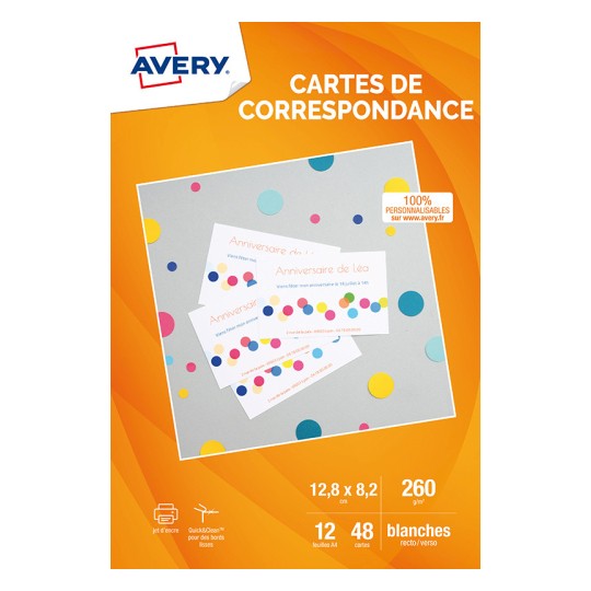 48 cartes de correspondance bords lisses C2318-12