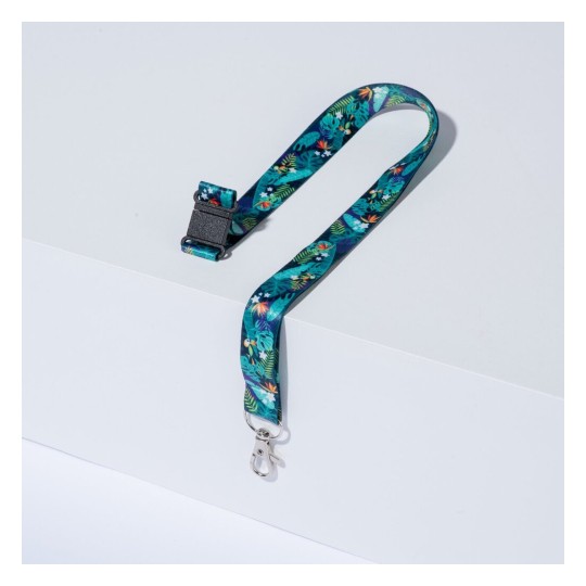 10 tours de cou recyclés motif tropical avec mousqueton R4828T