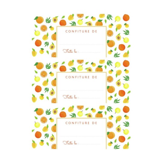 21 étiquettes confiture modèle fruits jaunes CONF21J