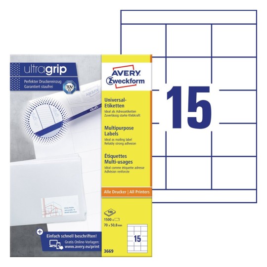 Etiquettes multi-usages 3669 Contenu: 1.500 Etiquettes / 100 Feuilles