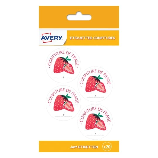 20 étiquettes confiture de fraise CONF20F