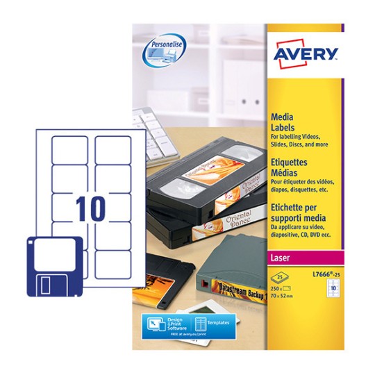 Etiquette media L7666-25 Contenu: 250 Etiquettes / 25 Feuilles