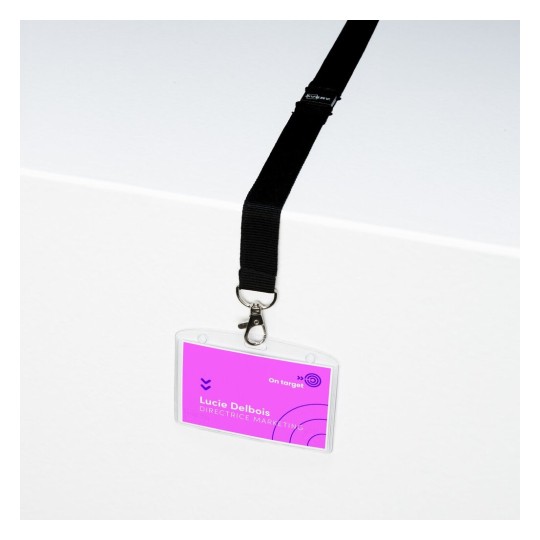 10 pochettes porte-badges 90 x 60 mm avec tours de cou 4825