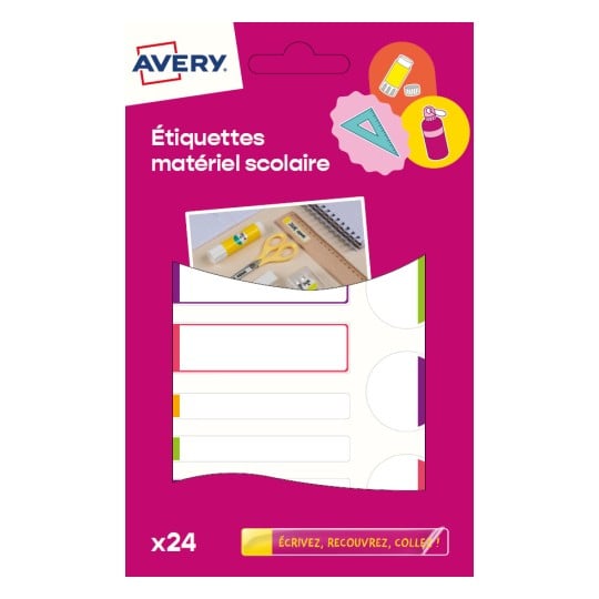 24 étiquettes plastifiées fluo pour matériel scolaire        APFLUO24