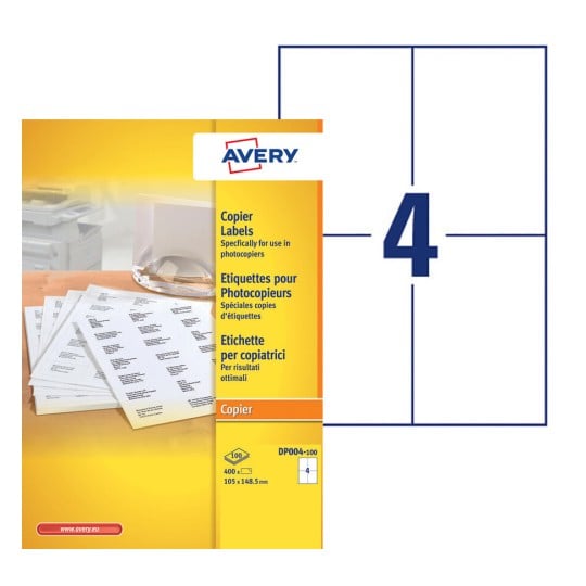 Etiquettes copieurs DP004-100 Contenu: 400 Etiquettes / 100 Feuilles
