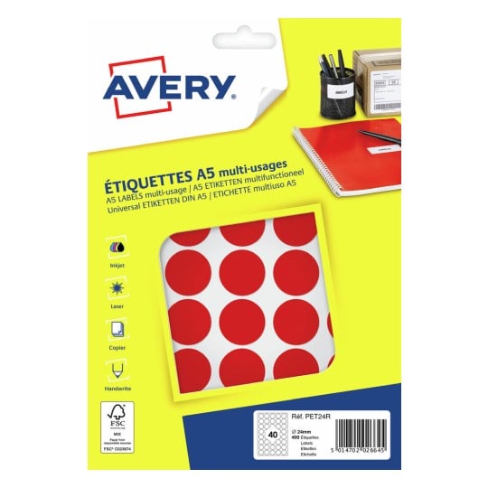 Pastilles en étuis A5 PET24R