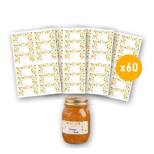 60 étiquettes confiture modèle fruits jaunes CONF60J