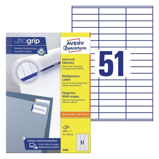 Etiquettes multi-usages 3420 Contenu: 5.100 Etiquettes / 100 Feuilles