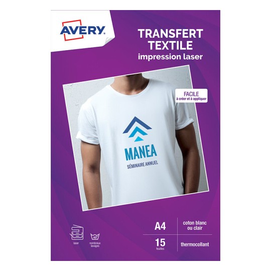 15 transferts textile pour coton blanc/clair C9403-15
