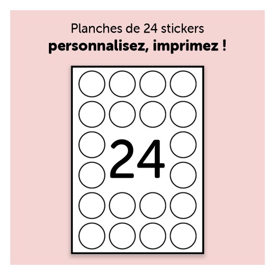 120 autocollants ronds de 4cm en papier blanc mat C9422M-5 Ø 40 mm